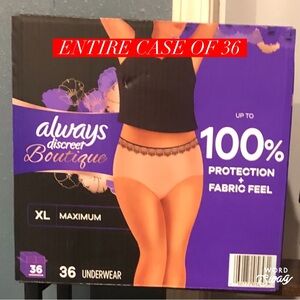 Always Discreet Boutique Adult Disposable Diapers Entire Case Of 36 Extra Large